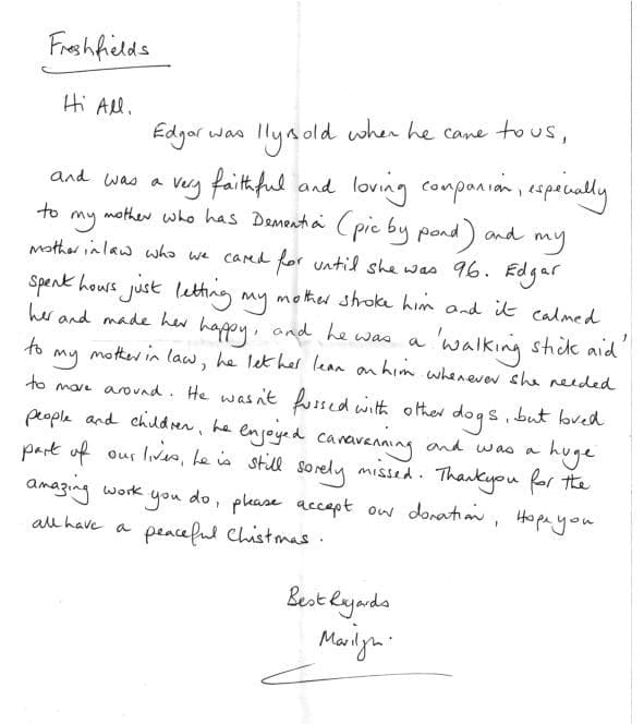 Letter from Edgars family
